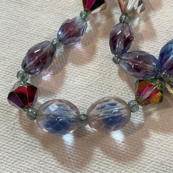 🪁 Antique Czech Bi-color Faceted Glass double strand Necklace - Picture 7 of 7
